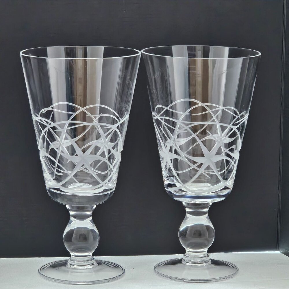 Cork Crystal stylized Starlight Water Goblet 8" chalice ice tea beer 16oz starbu